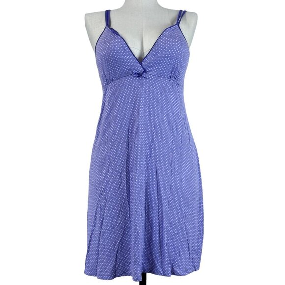 Relativity Intimates Other - Relativity Intimates Night Dress Size L Purple Polka Dots V Neck Sleeveless